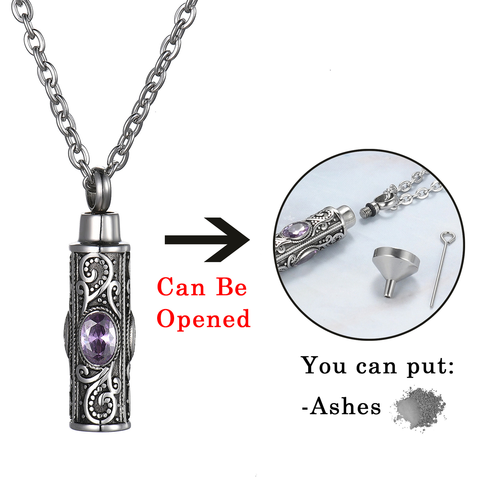 Cremation Ash Holder Urn Keepsake Pendant Retro Perfume Bottle Memorial Necklace