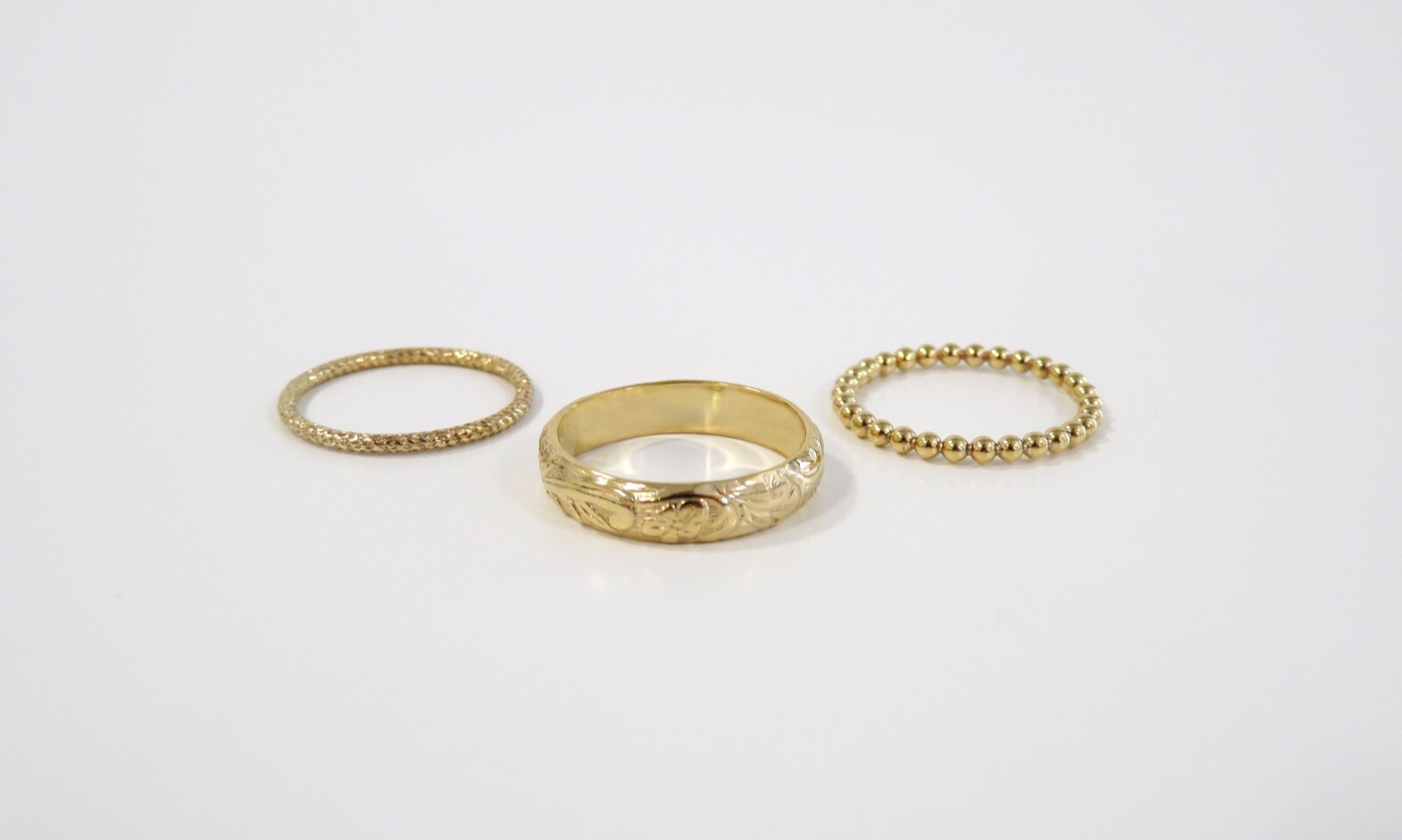 Gold Ring, Gold Filled Ring, Gold Ring Set, Thick Gold Ring, Bead Ring, Set G