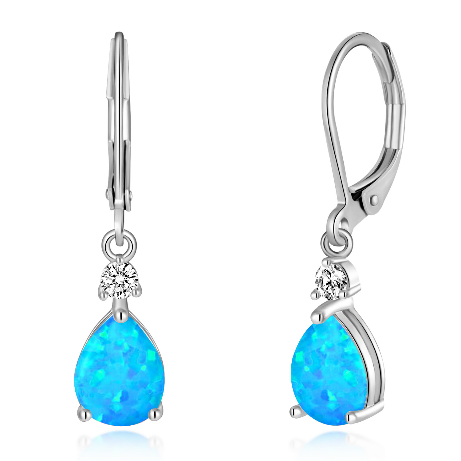 Gemstone Black Fire Opal Dangle Silver Earrings 925 Silver Women Jewelry