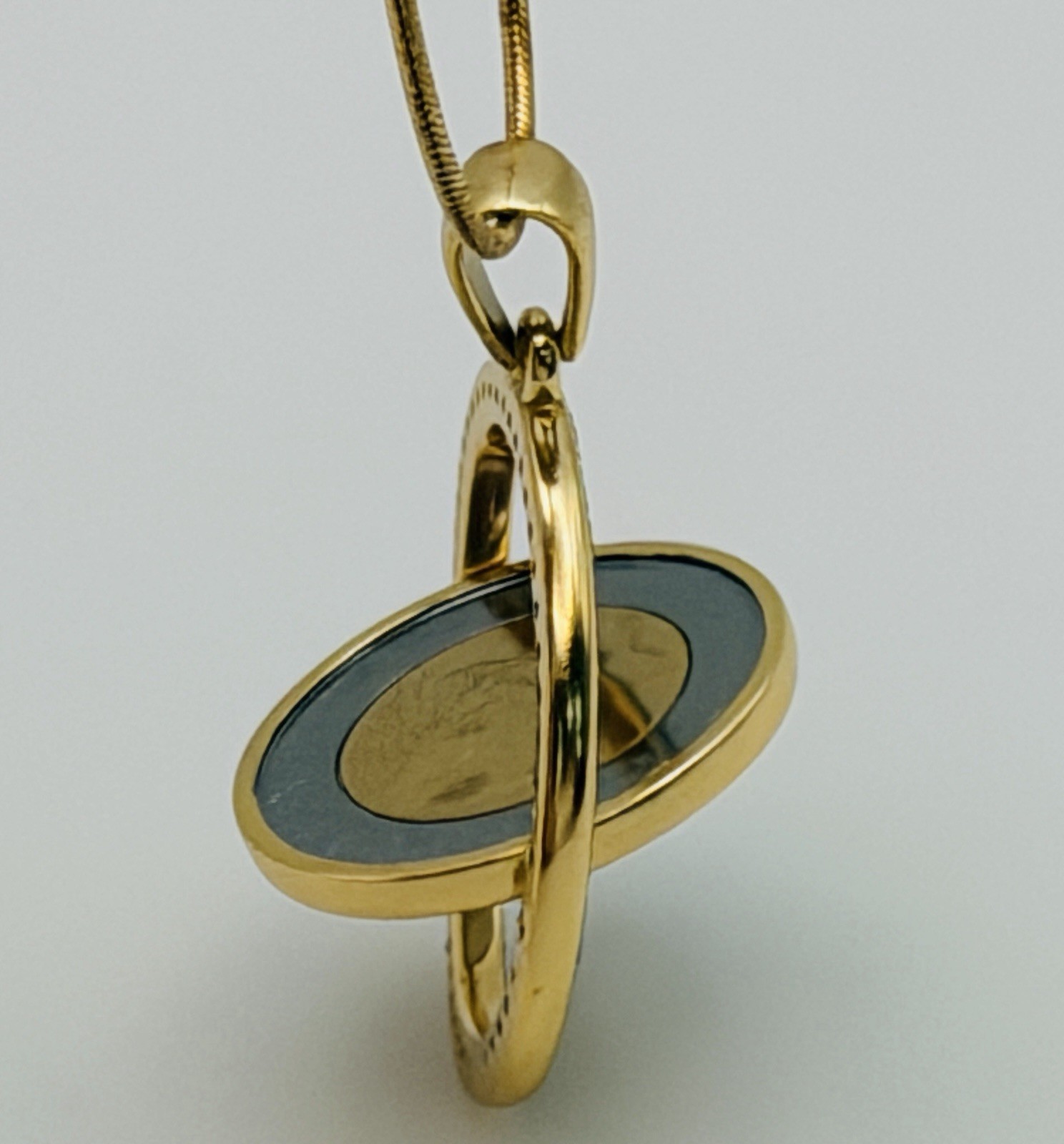 Bezzella ITAOR Necklace 23″ Faux-Saphire Lira Coin Pendant Charm Gold Tone Italy