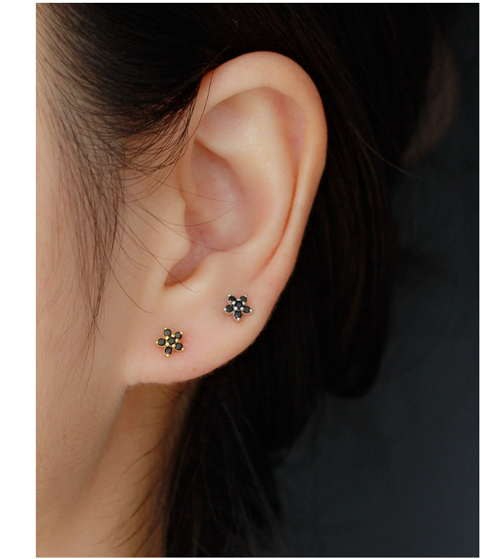 925 Sterling Silver Tiny Star Turquoise CZ Screw Back Stud Earrings 5mm Box PE21