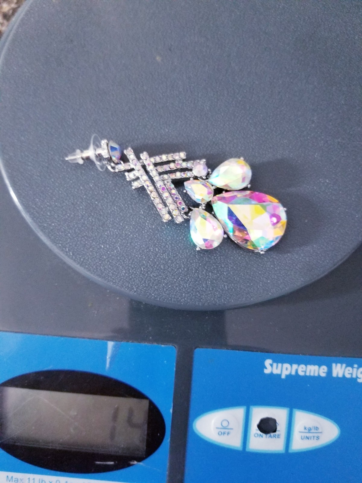 AB Iridescent X Large Necklace Choker Earring Set Rhinestone Crystal Drag