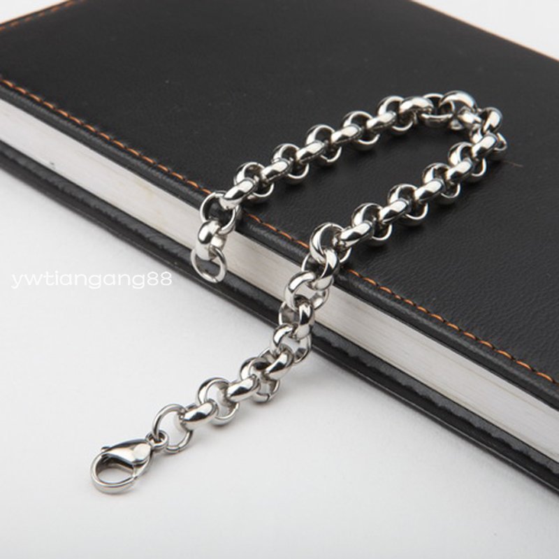 7-11″3.5/4.7/6/8mm Women Men’s 316L Stainless Steel Silver Rolo Chain Bracelet