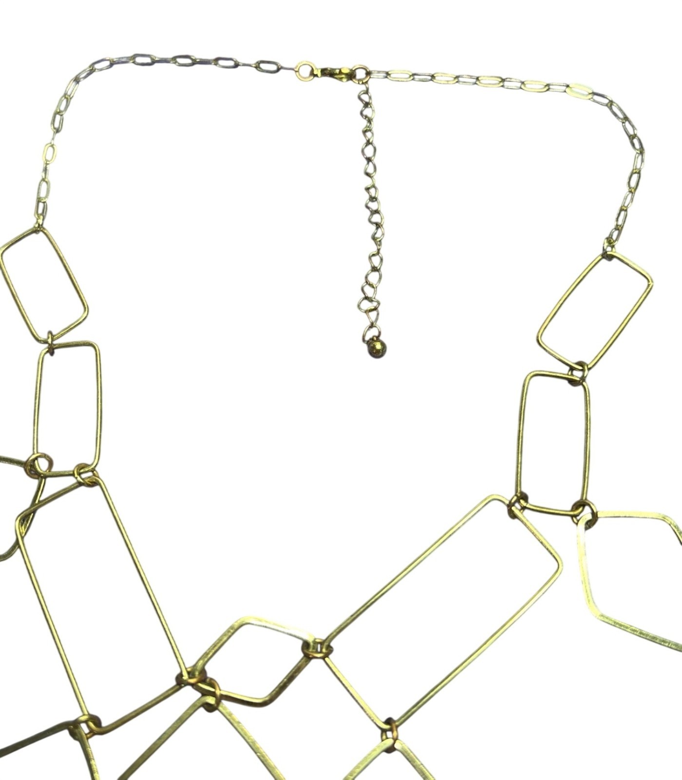Goldtone Geometric Bib Statement Necklace 17 – 20 inches Long