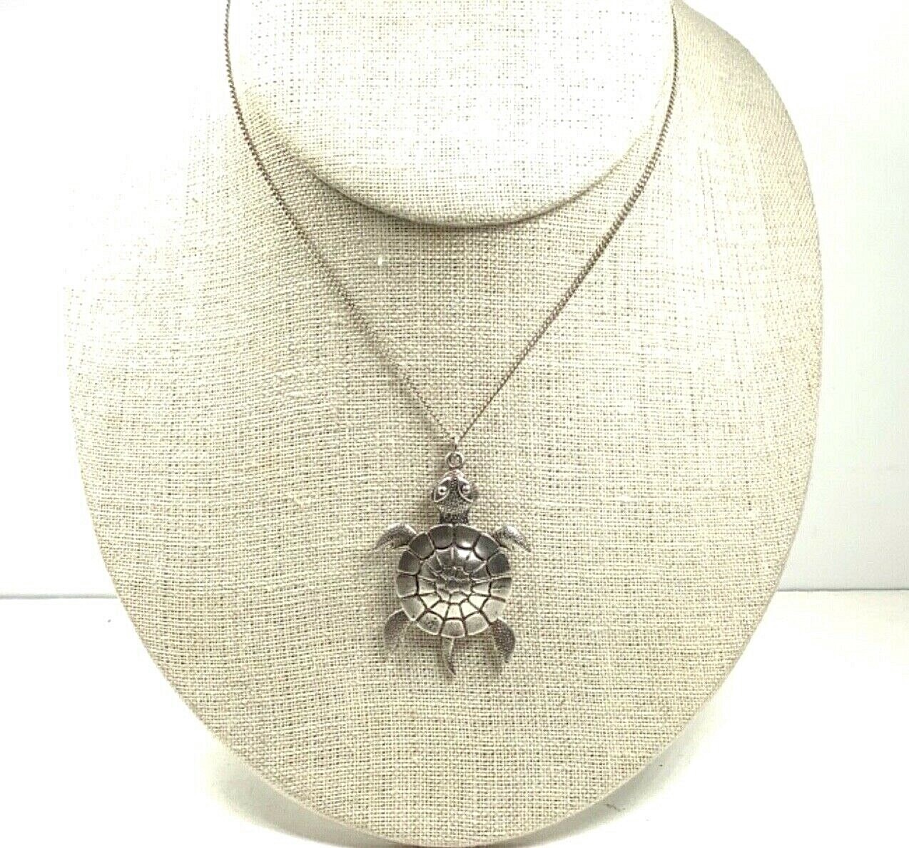 JC FERRARA Sterling Silver Articulating Turtle Pendant w/1.4mm Alpaca Chain, 20”