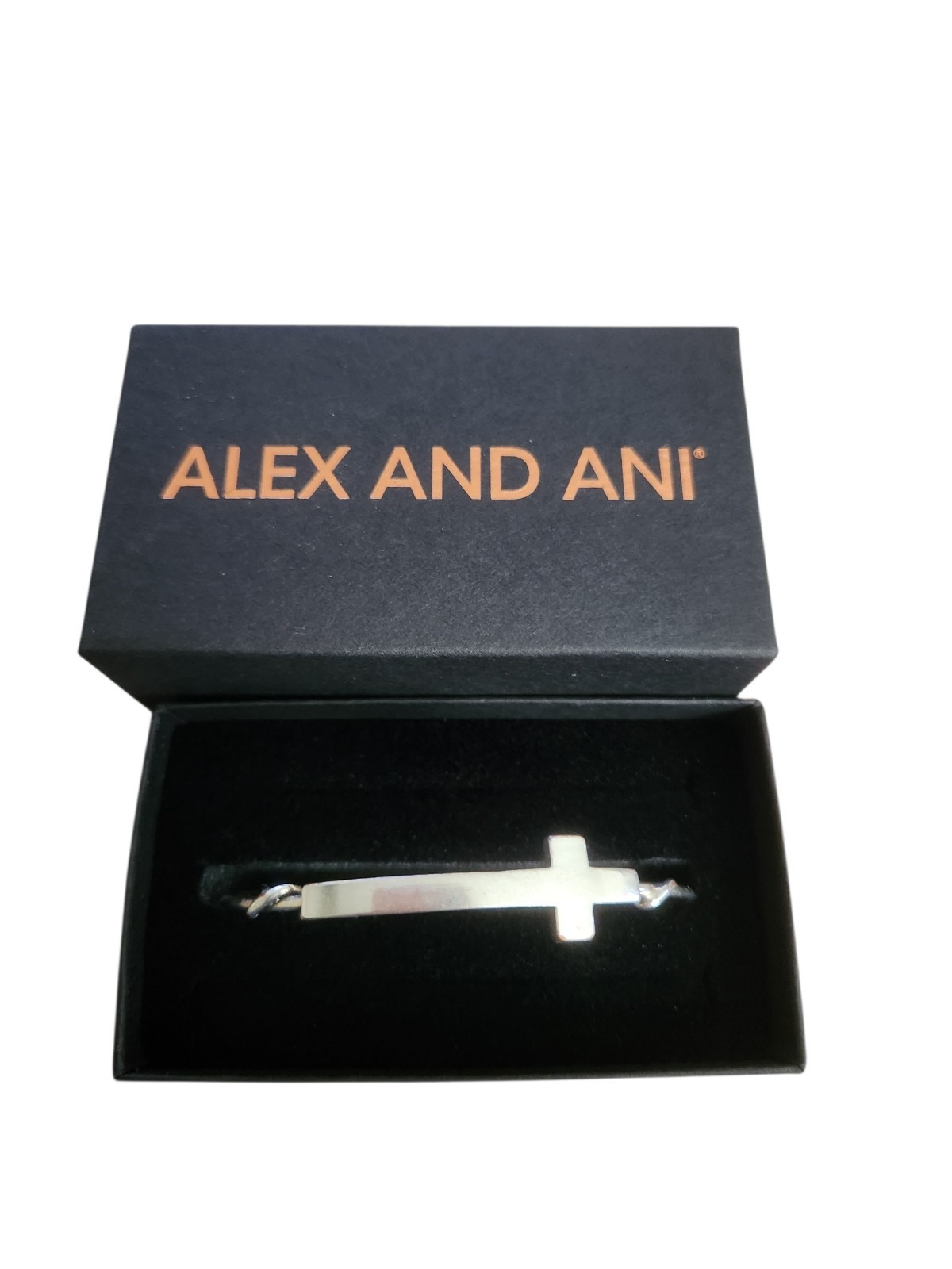 Alex and Ani Cross Silver Expandable Bangle Bracelet With Box Nwot