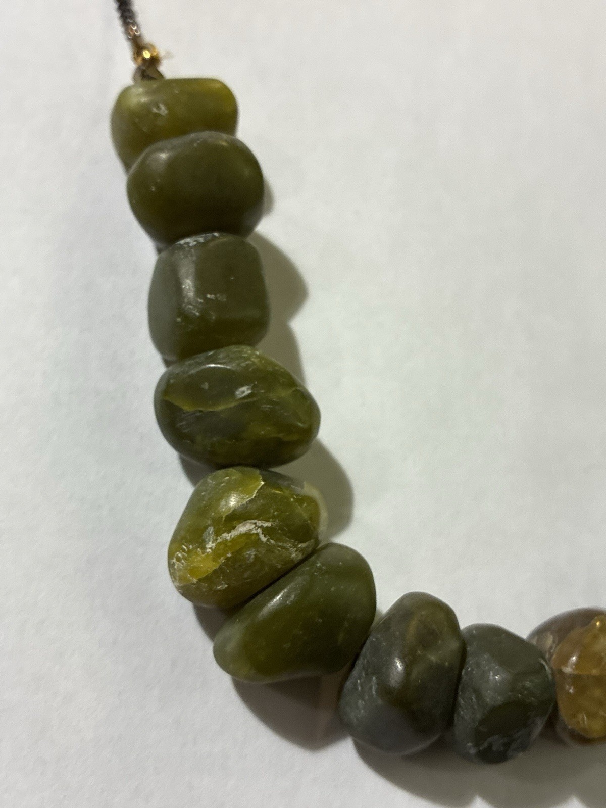 Lee Angel Signed Asymmetrical Green Stone Pearl Statement Necklace 84g