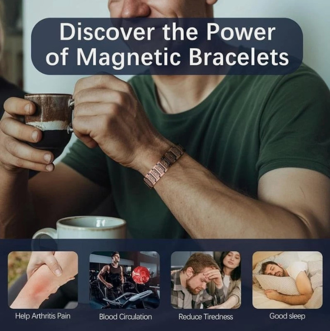 GMOX Men’s Copper Bracelet,3X Strength 99.99% Copper Magnetic Adjustable Length