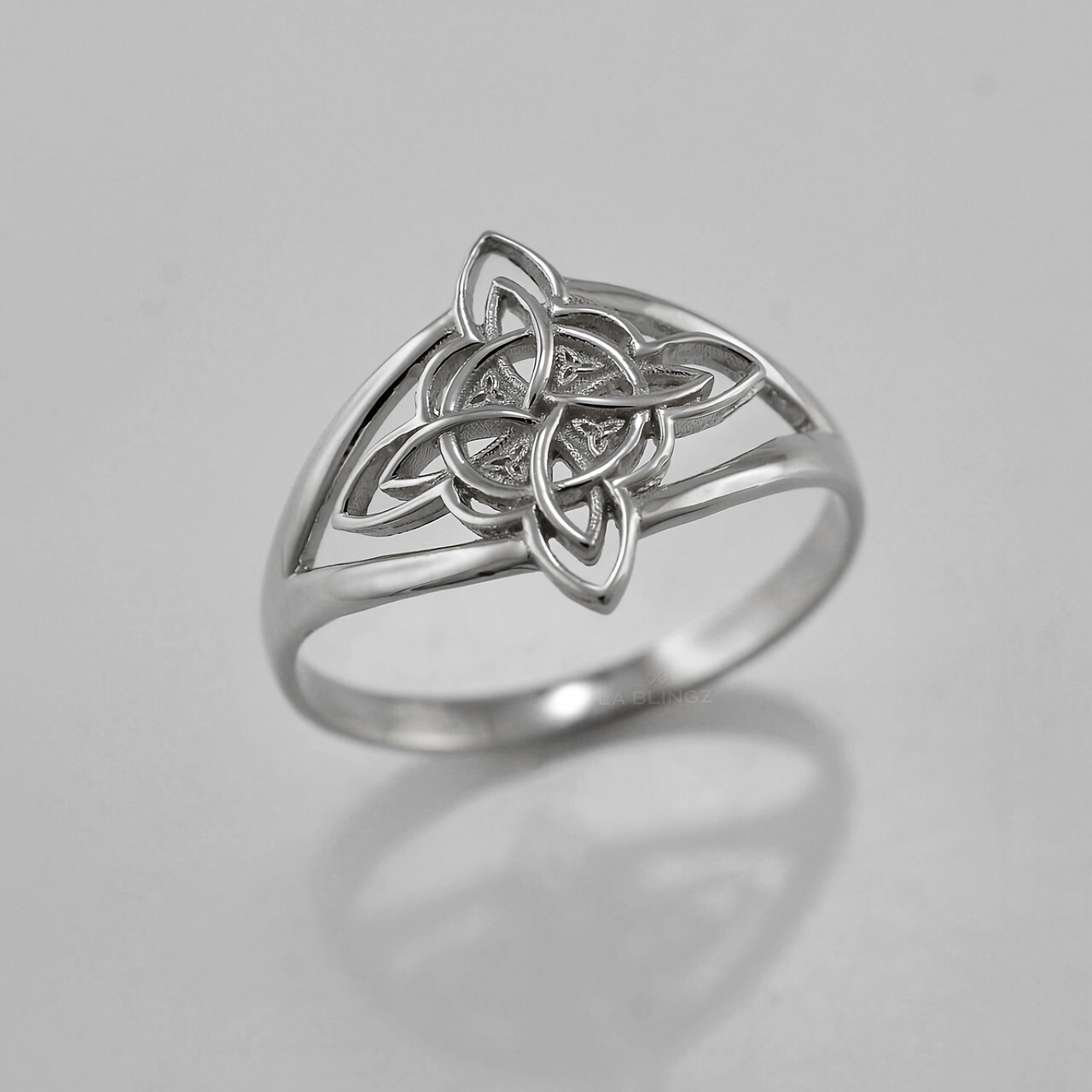 Sterling Silver Celtic Trinity Knot Triquetra Cross Ring for Women