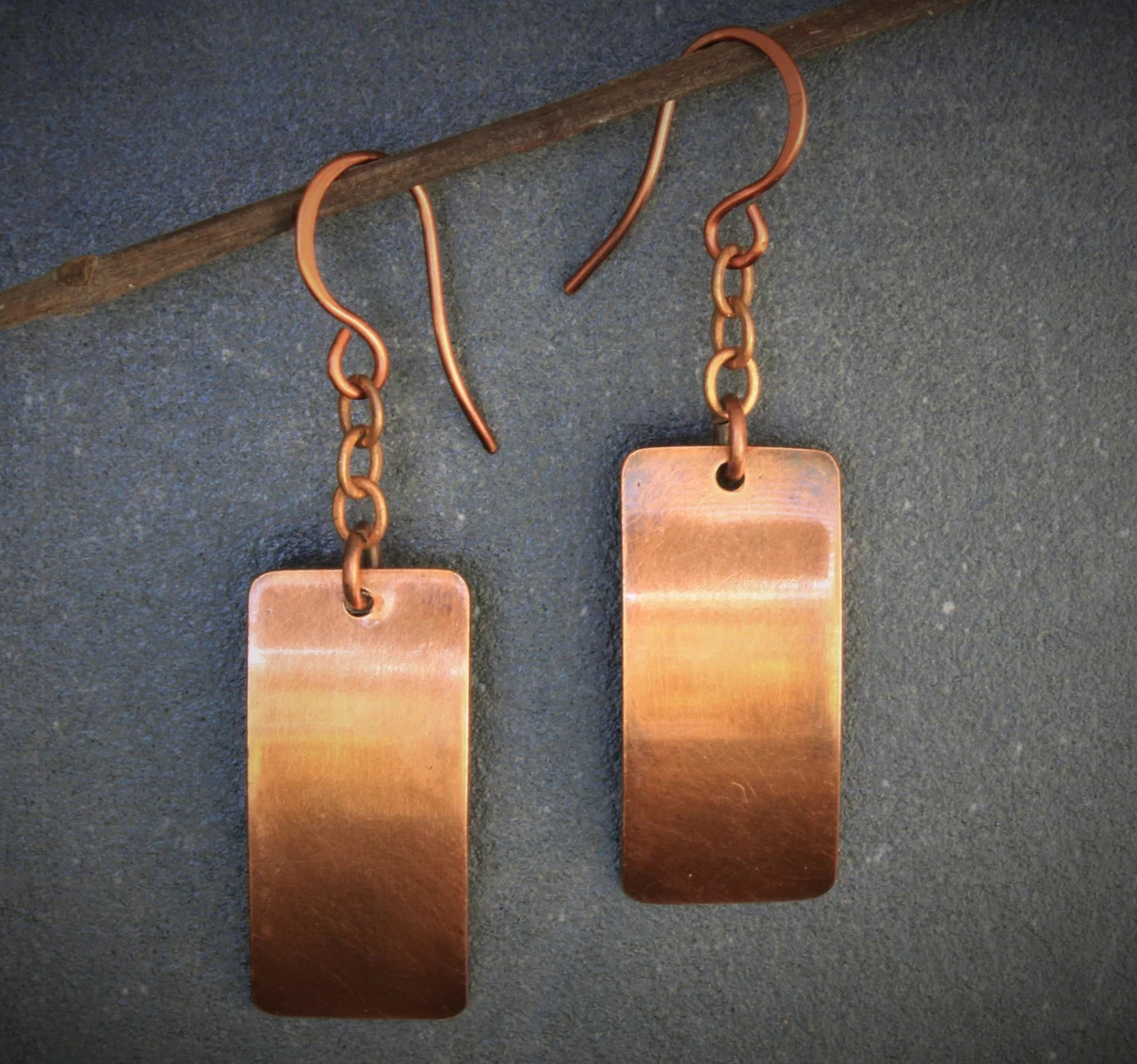 1 Pair Pure Copper + Silver Healing Hook Earrings, Jewelry Spiritual Kriya