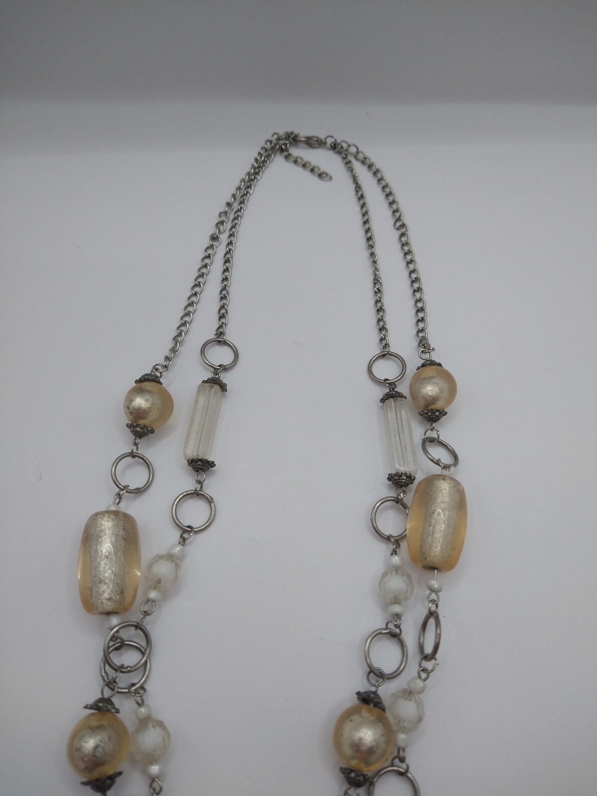 Necklace y2k metal glass silver tone retro Christmas Cottagecore Statement
