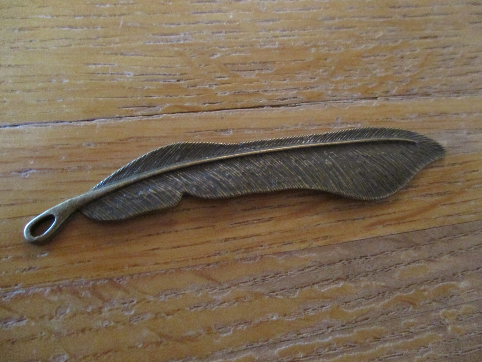 Solid Brass Stamped, Feather Pendant 4.5″ L x .5″ W Jewelry Makers Embellishment