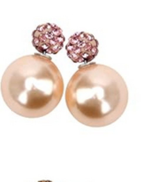 Pearl crystal double sided earrings – 2 PAIRS