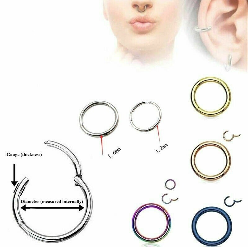 1Pc Seamless Hinged Segment Sleeper Clicker Ring Hoop Ear Lip Nose Septum Pierce