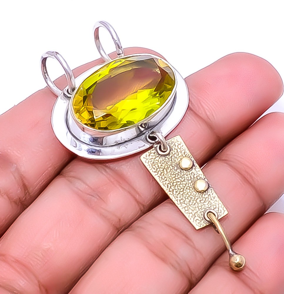Bi Colour Patro Tourmaline 925 Silver Two Tone Jewelry Pendant 2.15″ P243_54