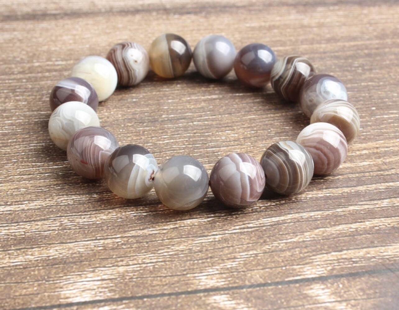 AAA Quality Natural Boswana Agate Round Beaded Bracelet For Men and Women