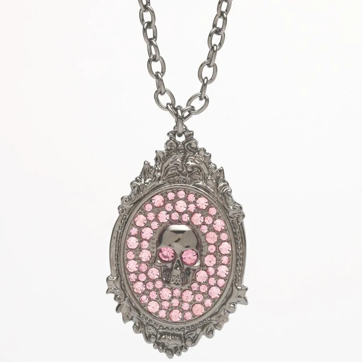 Pink Bling New Pendant Dog Tag Necklace Rock Rebel Men women Gothic Tattoo Skull