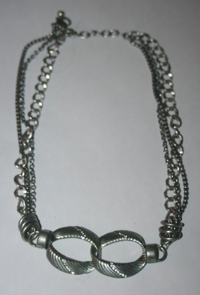 Silver Necklace, Medium Length, Large Silver Beading & Chain, Clasp Hook