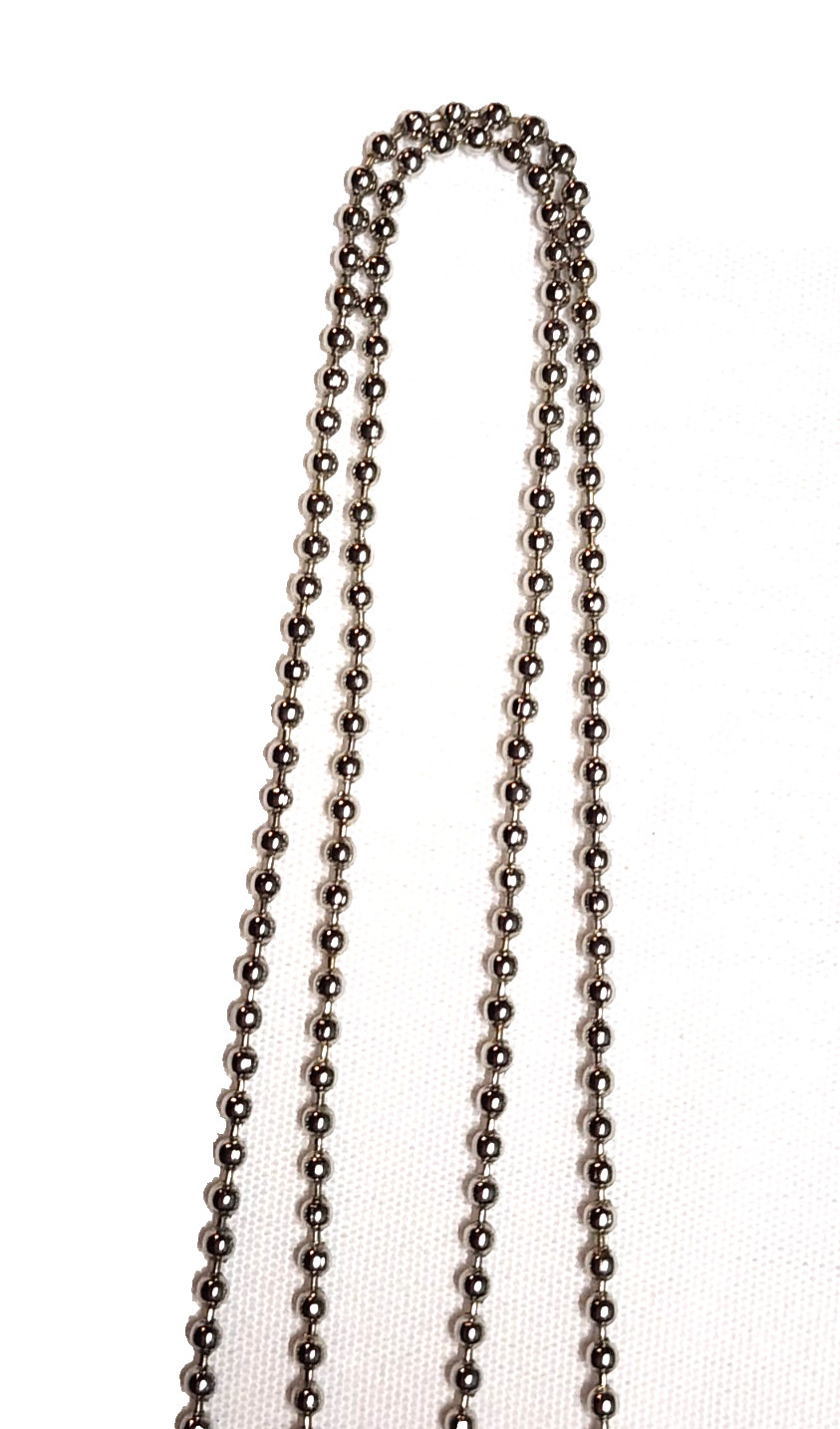 Wavy Abstract Open Heart Pendant Necklace Silver Tone 28″ Ball Bead Love Retro