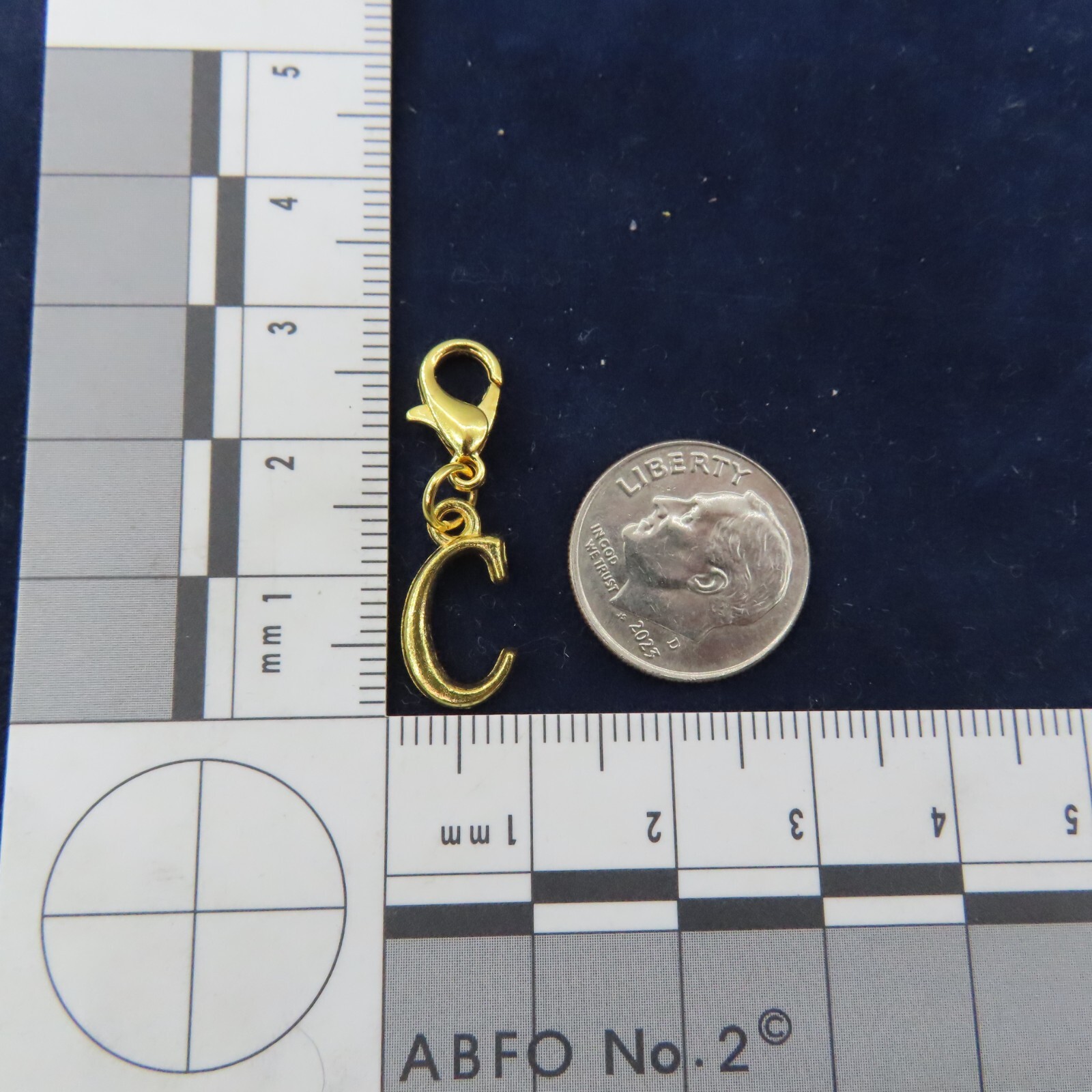 Initial CURSIVE LETTER C Charm Zipper Pull Keychain Add On Clip Gold Tone Medium
