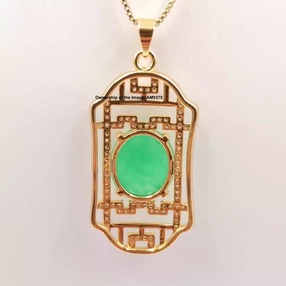NEW Yellow Alloy Heating Jade Pendant Oriental Cultural Style Pendant 42mm H