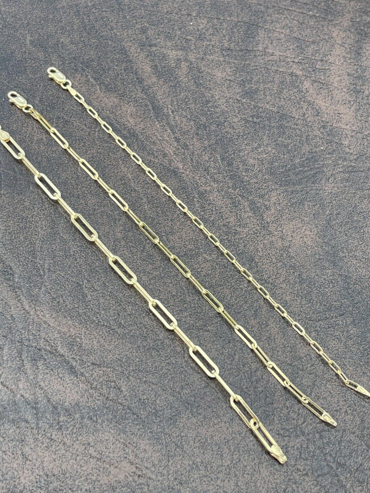 14k Gold Plated Solid 925 Sterling Silver Paperclip Bracelet 2.5mm-4mm ITALY
