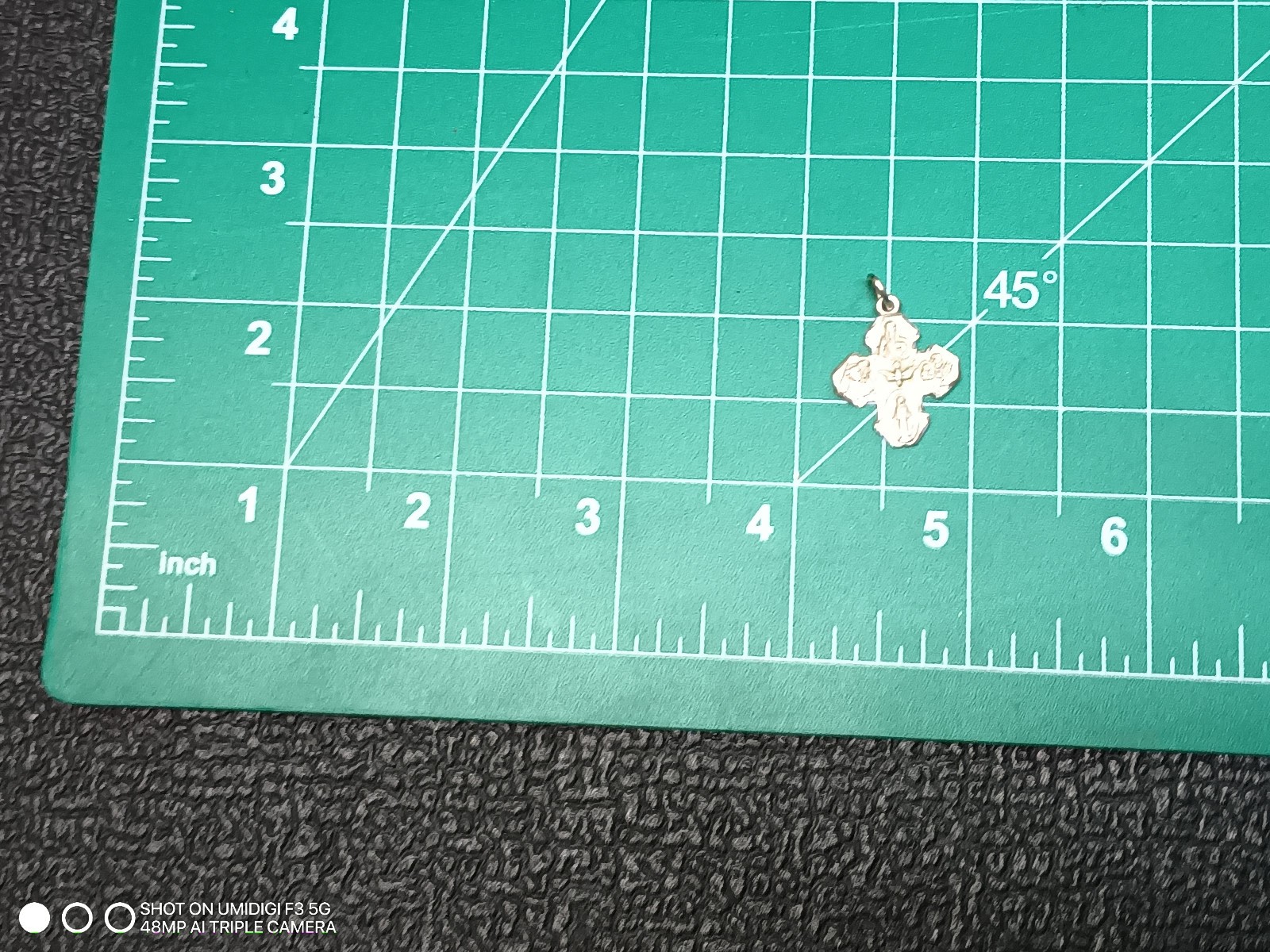 Vintage LM Marked Stainless Steel Small Religious Cross Floating Pendant