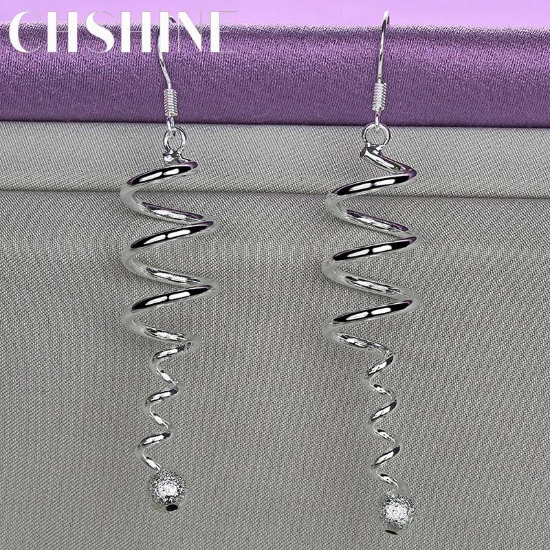 CHSHINE 925 Sterling Silver Spiral Earrings For Women Fashion Charm Jewelry