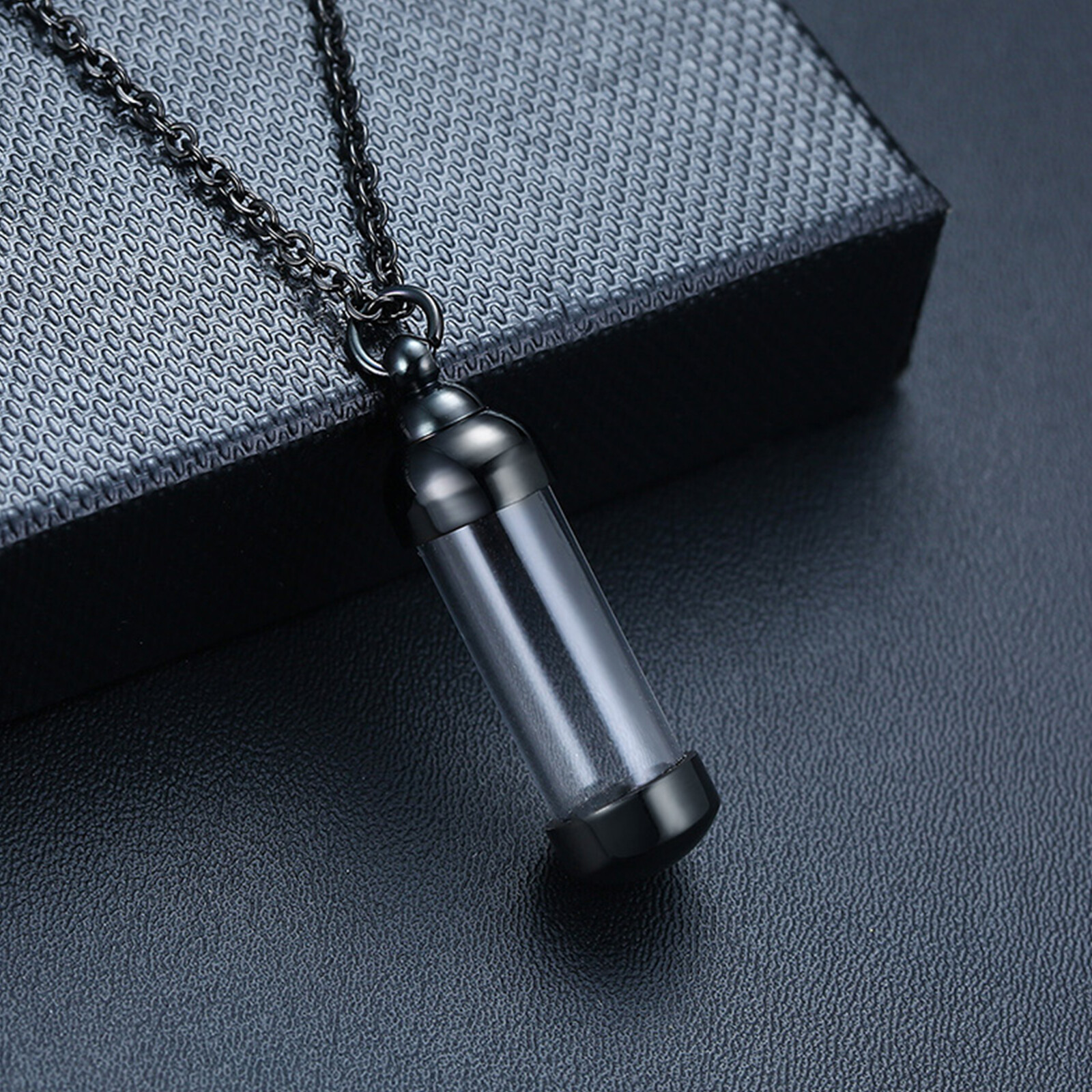 Cylinder Ashes Urn Necklaces Glass Tube Vial Creamation Locket Pendant Keepsake