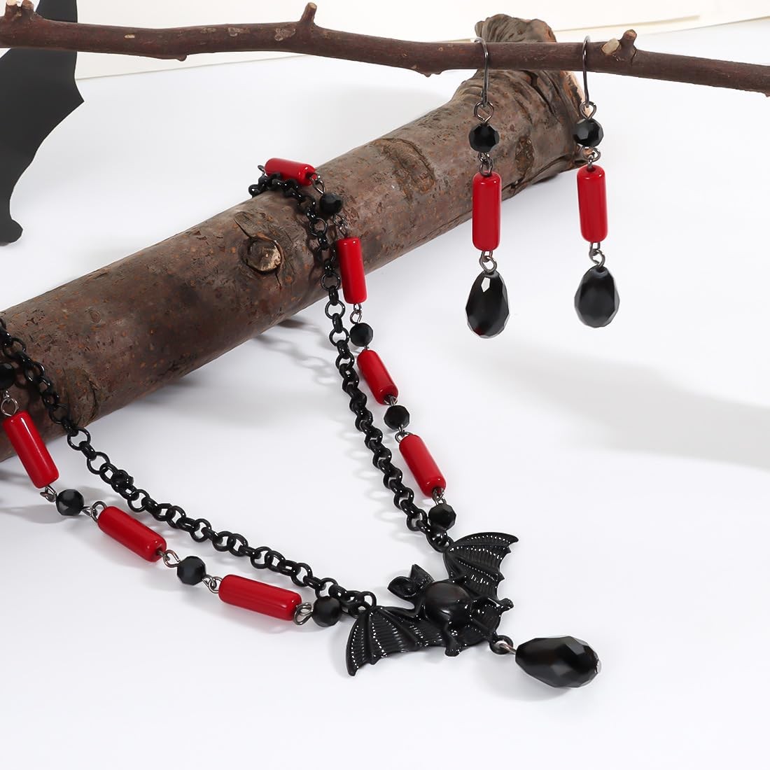 Gothic Witch Jewelry Set for Women Halloween Dark Bat Spider Necklace Earring…