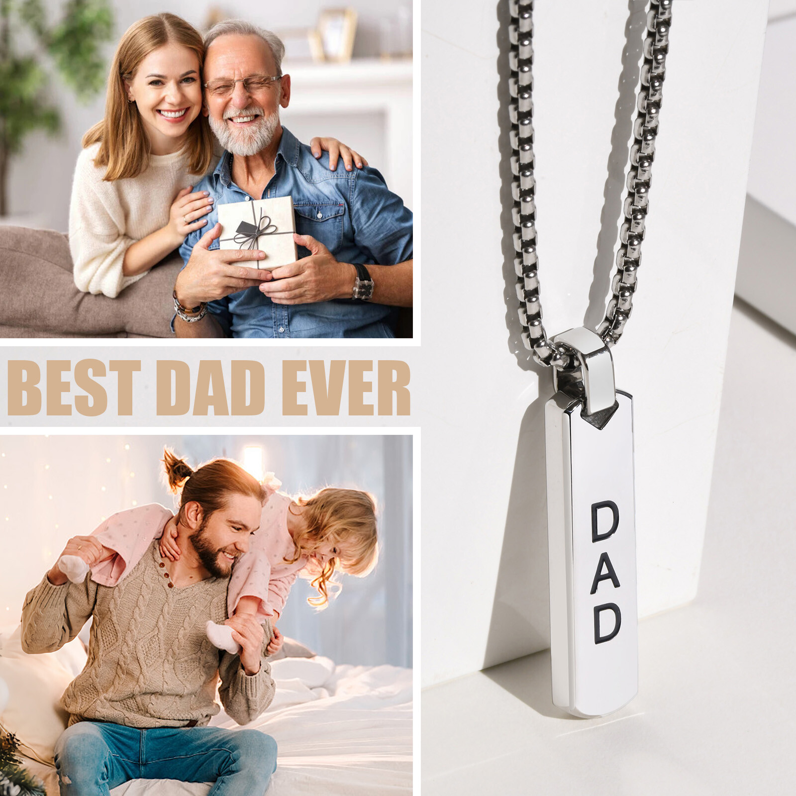 Initial Bar Necklace for Men Personalized A-Z Letters Casual Simple Pendant