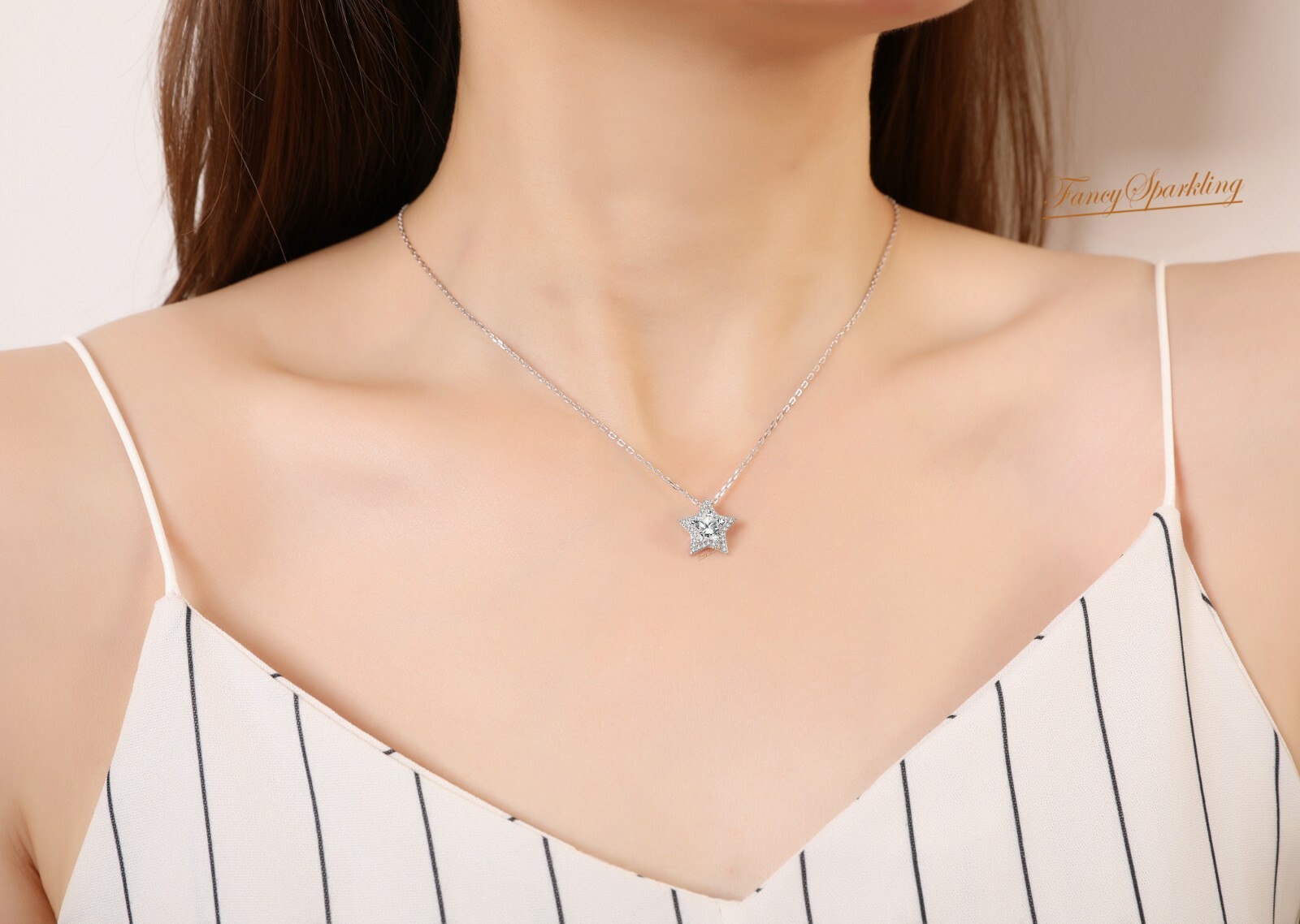 1 Ct Women Simulated Diamond Necklace 14K White Gold Plated Solid Silver Pendant