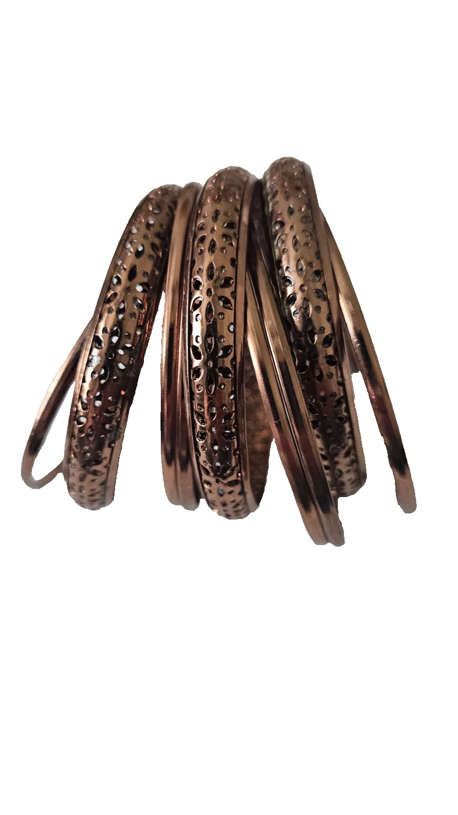 NWT Antika Collection Bangle Bracelets, Set of 9, Copper Metal, 2 7/8″ Dia.