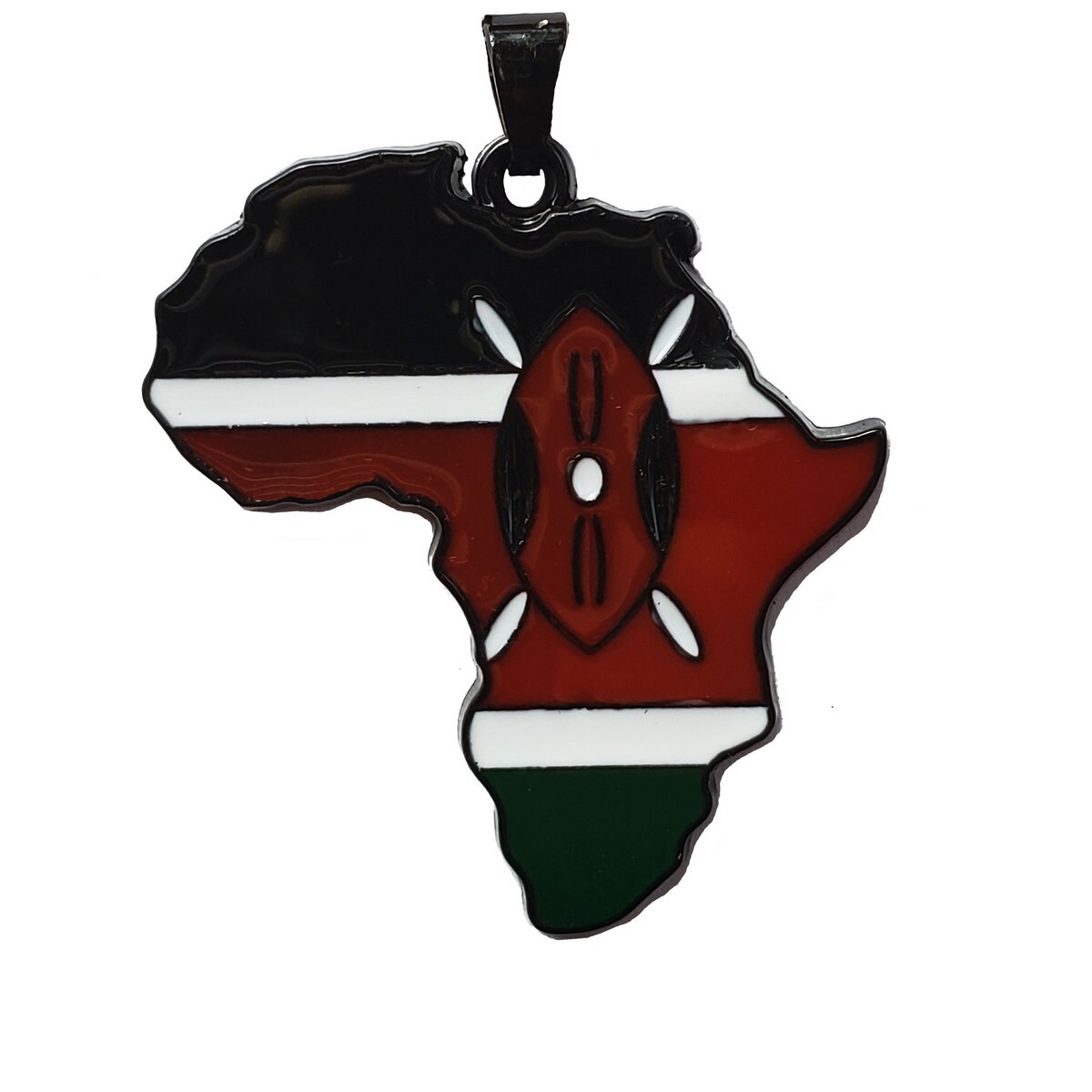 Kenyan Flag Pendant Necklace Africa Map Chain