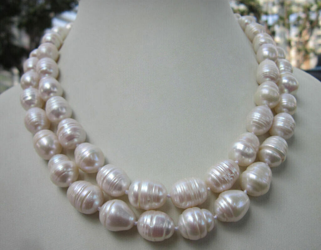 7-9 mm natural white Fresh Water Cultural Baroque Pearl necklace 14-48 inches