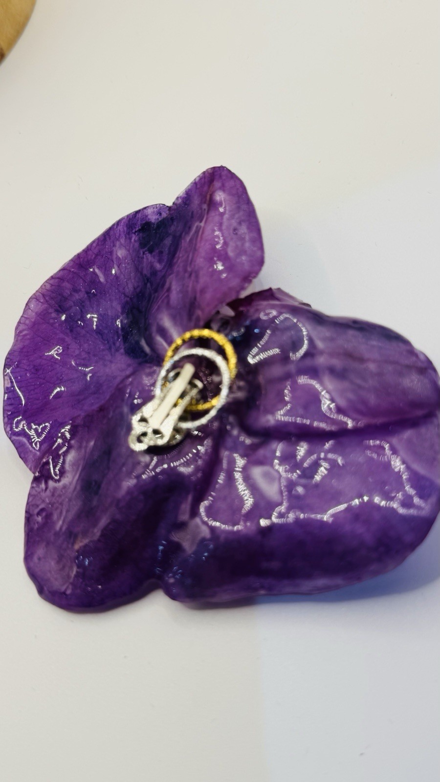 Purple Resin Flower Charm Pendant Adjustable Beaded Y-Necklace, Black/Purple