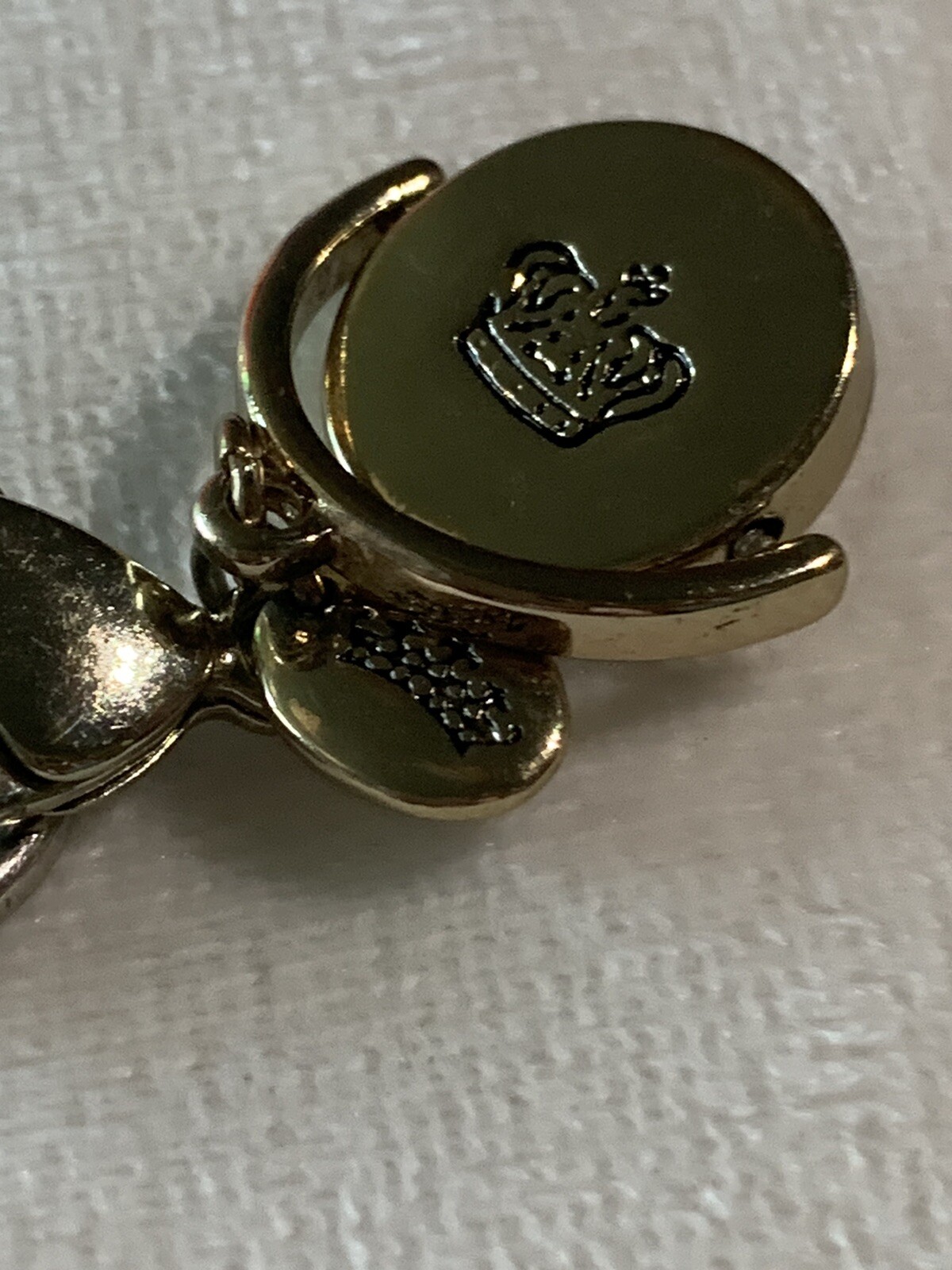 Vintage Y2K Juicy Couture Bracelet With Mixed Heart Dog Lock Charms Box Silver