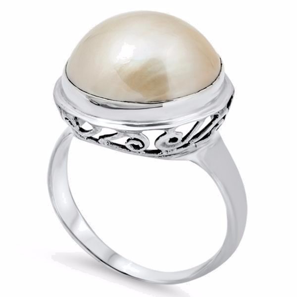 USA Seller Bali White Mabe Pearl Ring Sterling Silver 925 Jewelry Selectable