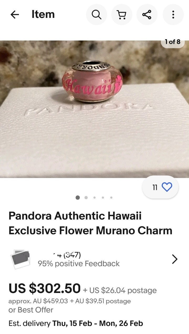 🌺🌊🌞✨Very RARE Hawaii EXCLUSIVE Pandora Charm Very Good Used Condition 🌺🌞🌊✨