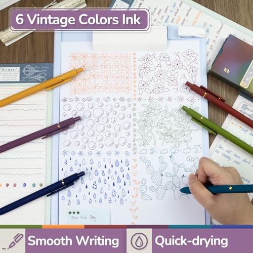 YOXMJDB 6 Pcs Color Pens for Journaling 0.5mm Fine Point 6 Pcs Vintage Gold