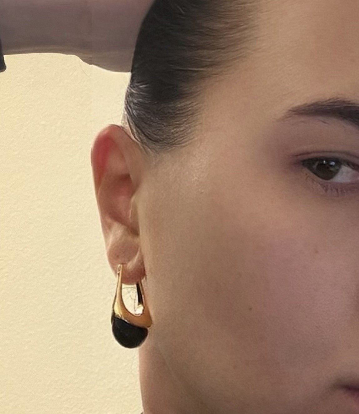 Confetti Black Acrylic Resin Geometric Hoop Gold Earrings NEW