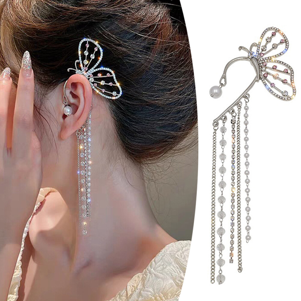 1 Pair Tassel Earring Ear Studs Pendant Silver Dangle Punk Drop Earrings Jewelry