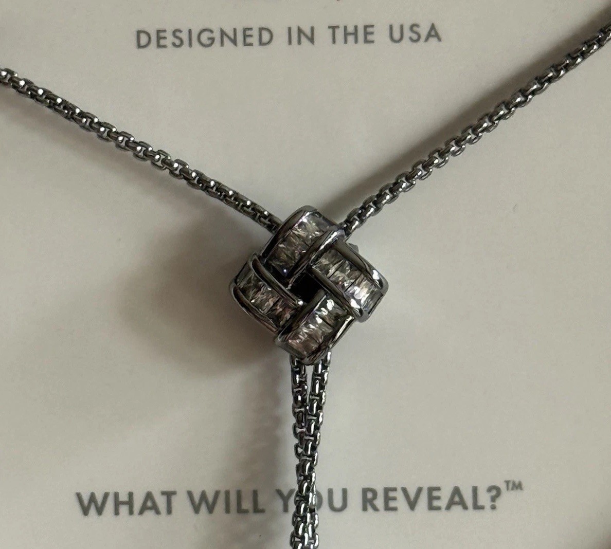 Bomb Party BP NEW OG NECKLACE-Baguette Braid Sparkle-Bolo-CZ on Hematite-NK14109
