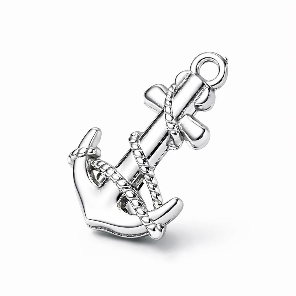 Anchor Charm Pendant Necklace Stainless Steel 304 Silver Tone Nautical Women
