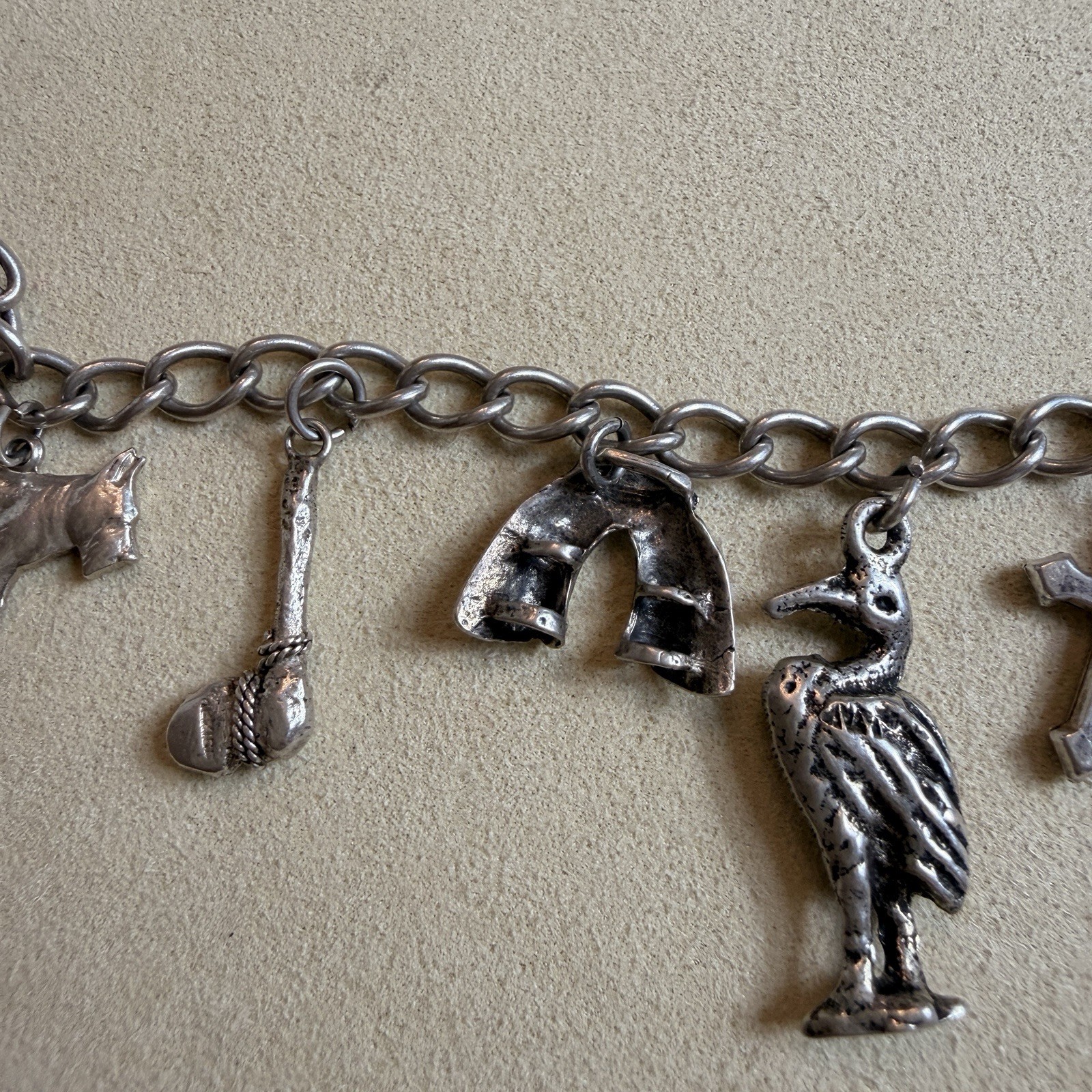 Vintage 925 Sterling Silver Charm Bracelet Size 6 3/4 inches