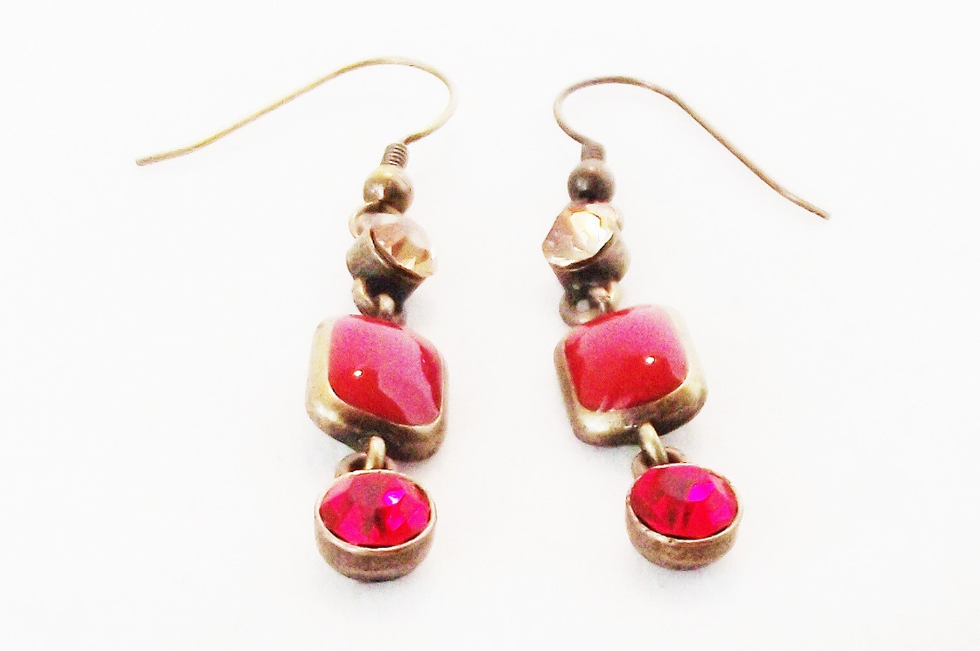 CC 18 in RED GREEN ENAMEL GOLD CRYSTAL FLORAL NECKLACE EARRINGS JEWELRY SET NEW
