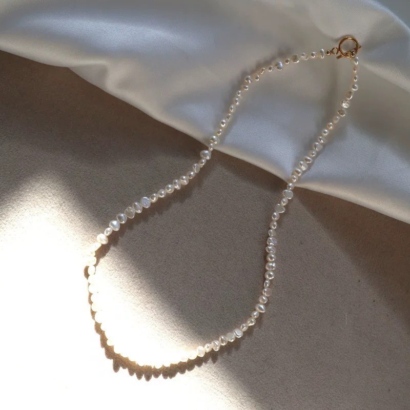 Gold Plated Baroque Pearl Pendant Necklace Shaped Clavicle Chain Jewelry Gift