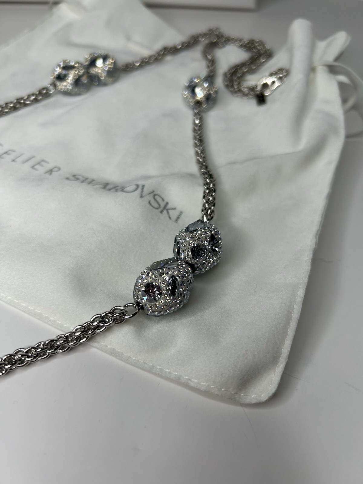 Atelier Swarovski Moselle Strandage Necklace – Palladium Plated & Crystal