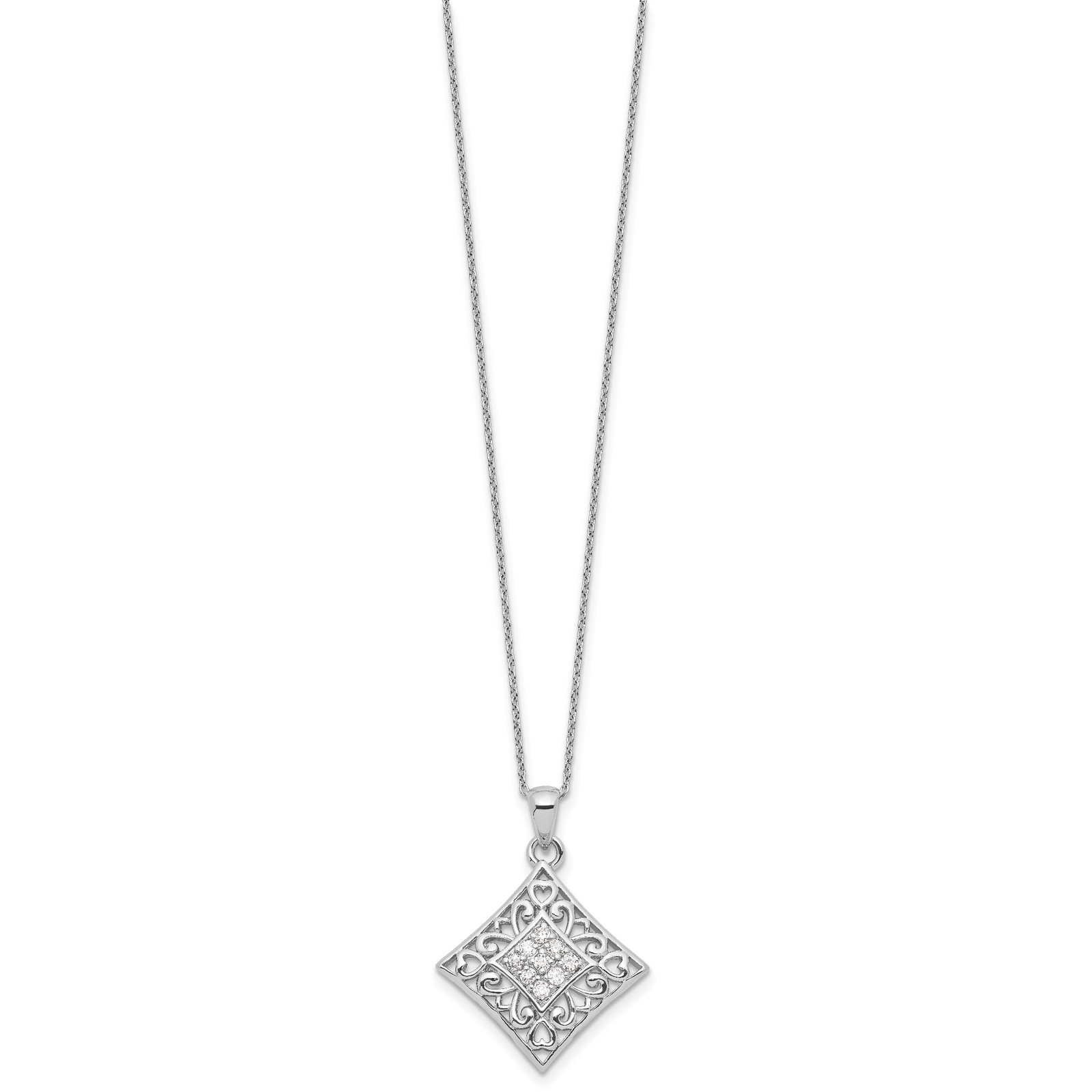Sentimental Expressions Silver CZ I Love You All Year Long 18in Necklace QSX463