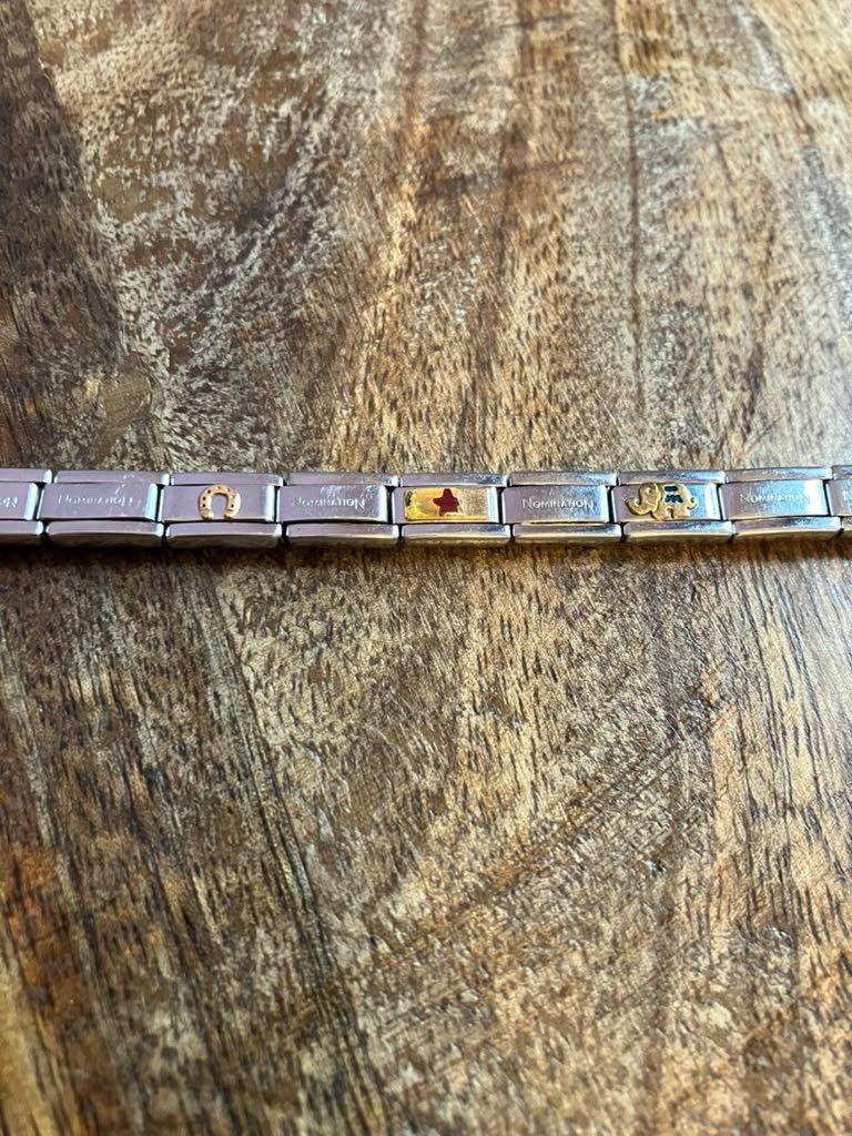 Nomination Bracelet with Four Charms Europe Italy Early 2000s Stainless Steel